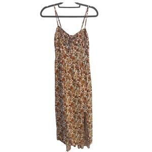 Hollister Size Small S Retro Yellow Orange Floral Print Sundress Boho Festival